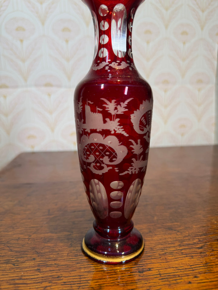 Bohemian Ruby Red Vase