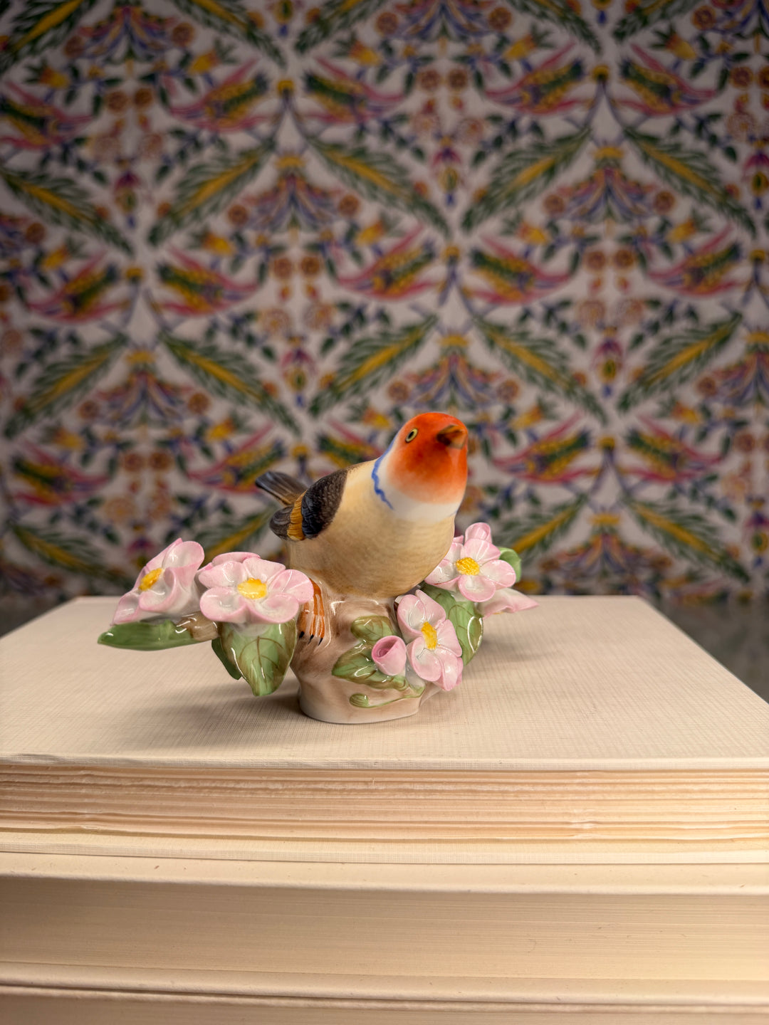 Herend Porcelain Songbird Figurine on Floral Base