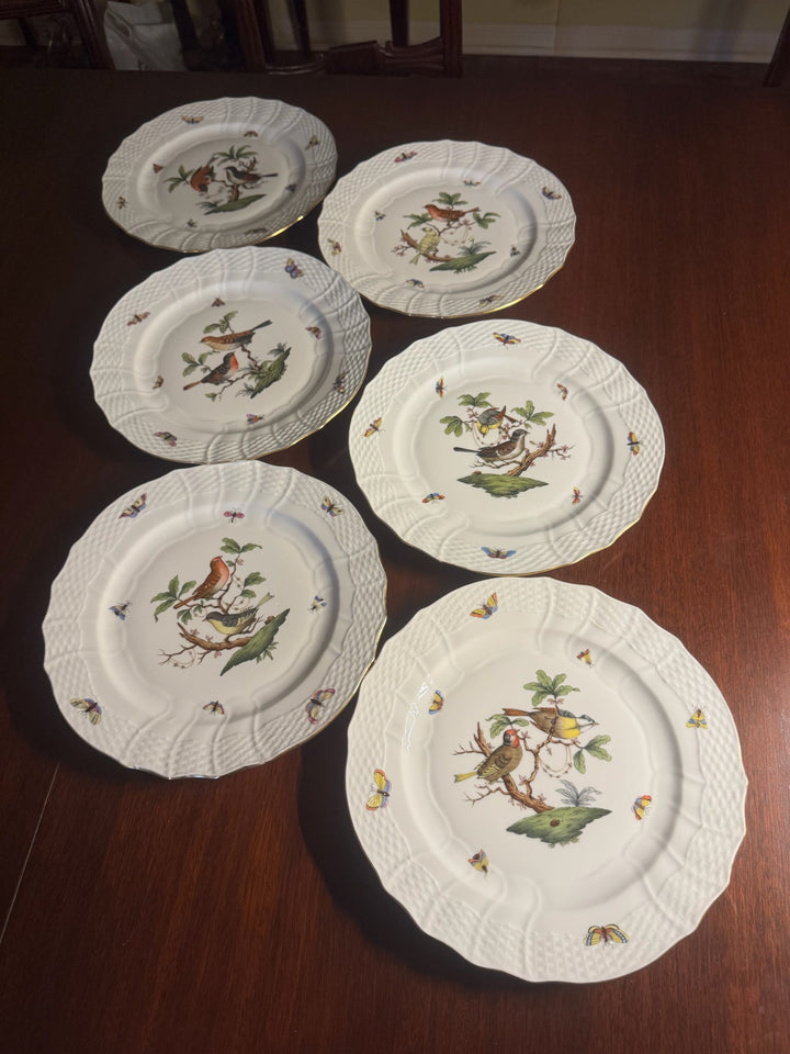6 Herend Rothschild Dinner Plates (#1527)
