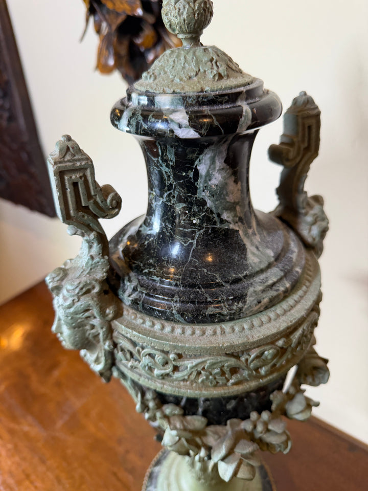 Antique Verde Marble and Bronze Urn