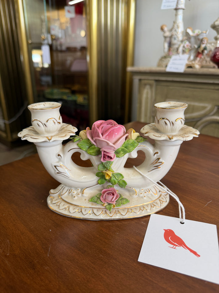 Vintage Porcelain Double Candleholder