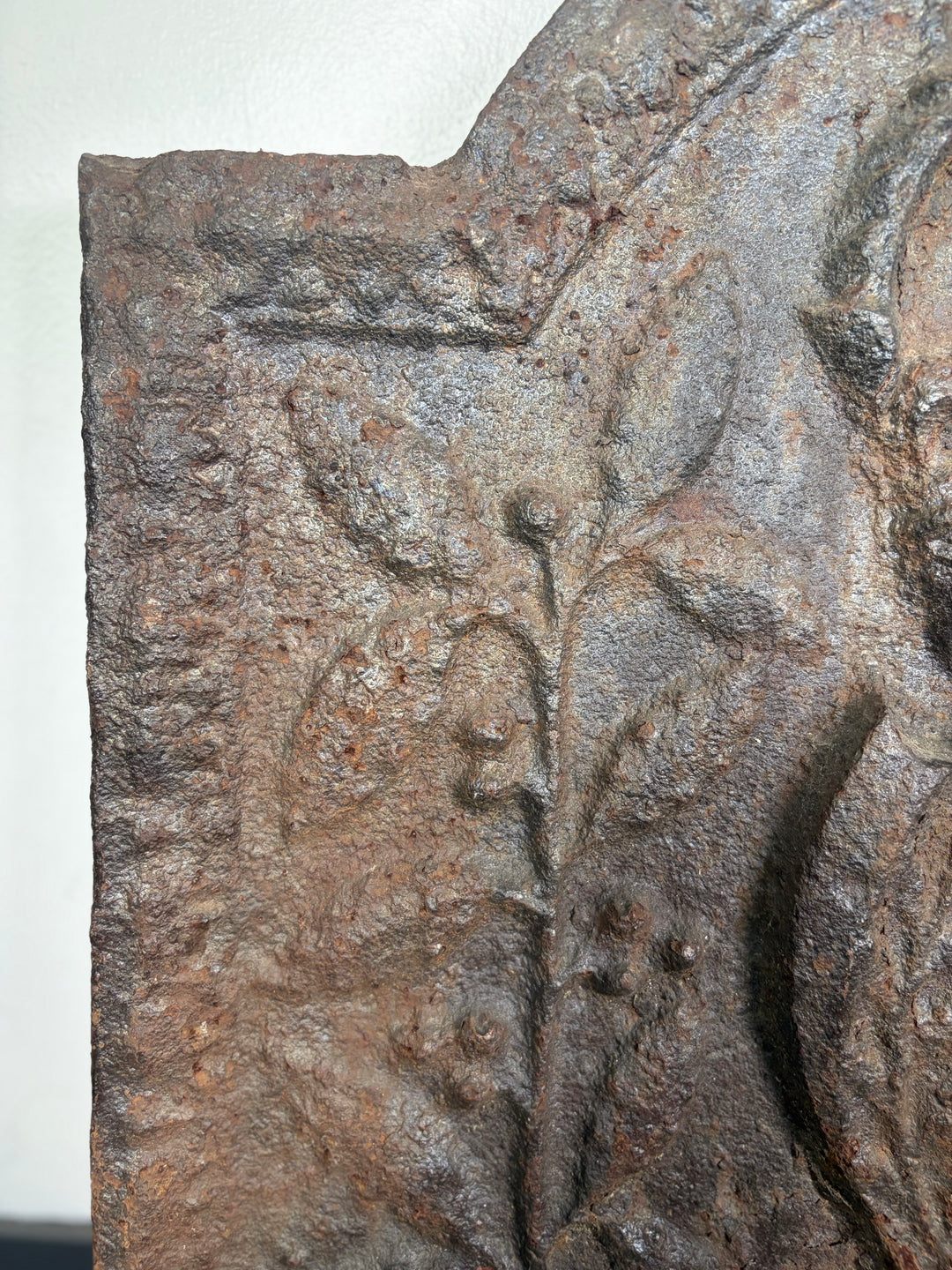 Cast Iron Fireback with Crown and Coat of Arms Relief