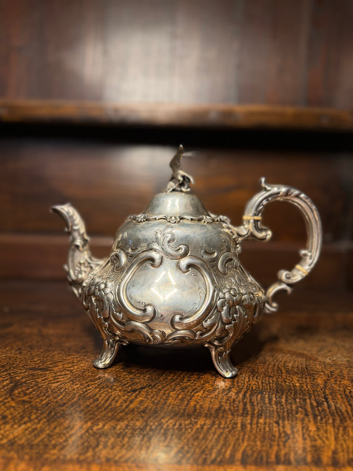 English Victorian Sterling Silver Tea & Coffee Service, Louis XV Pattern