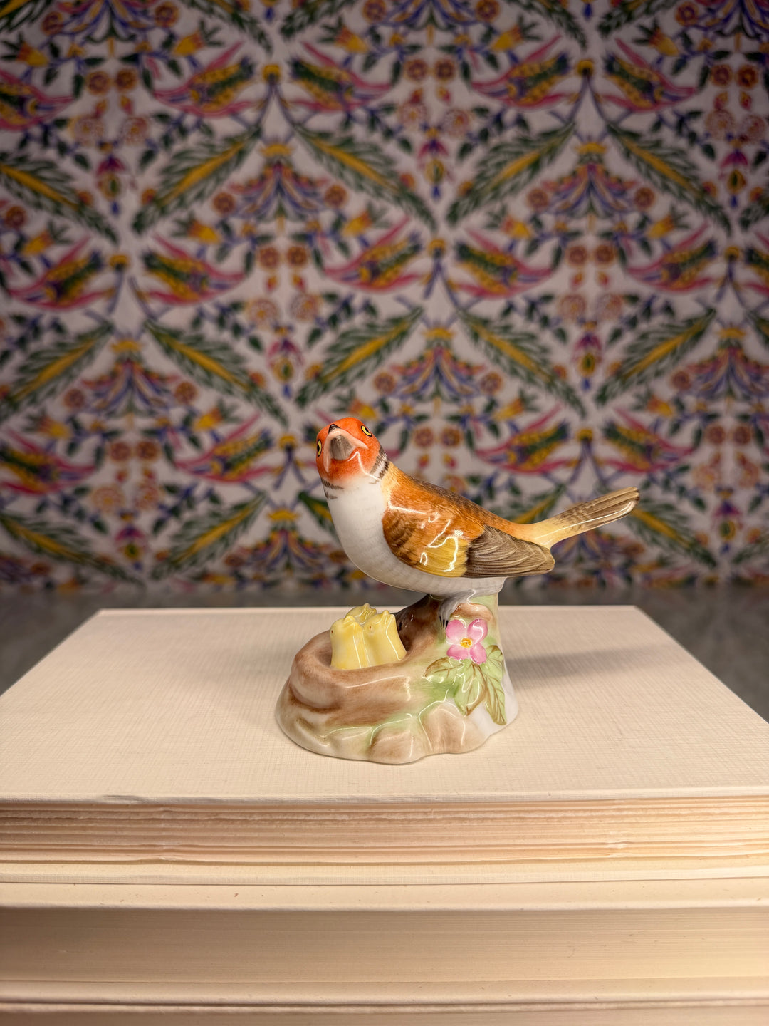 Herend Porcelain Bird Figurine with Nest and Chicks