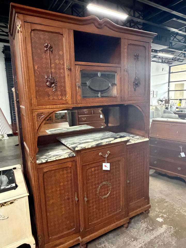 Antique Marble Top Buffet/Hutch