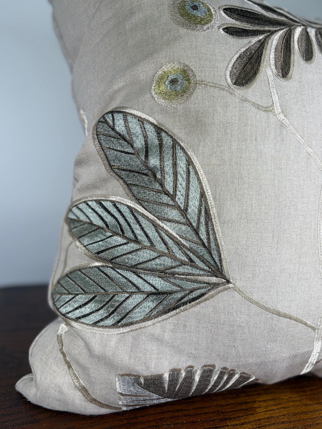 Pair of Embroidered Botanical Throw Pillows
