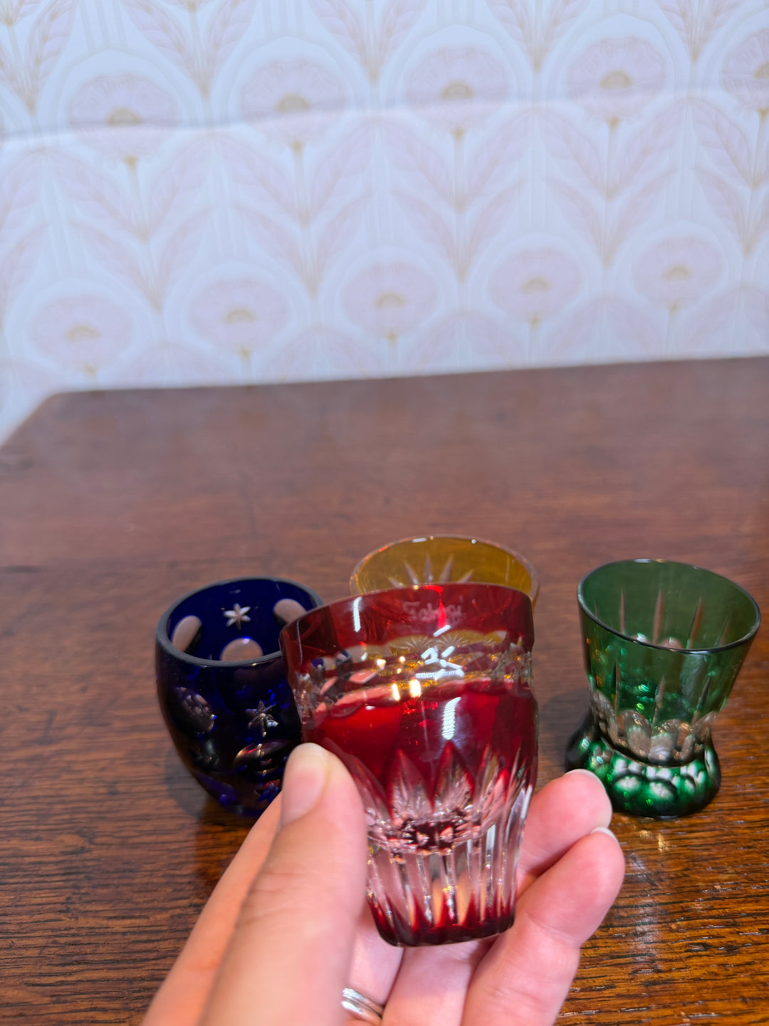 Set of 4 Colorful Fabergé Shot Glasses