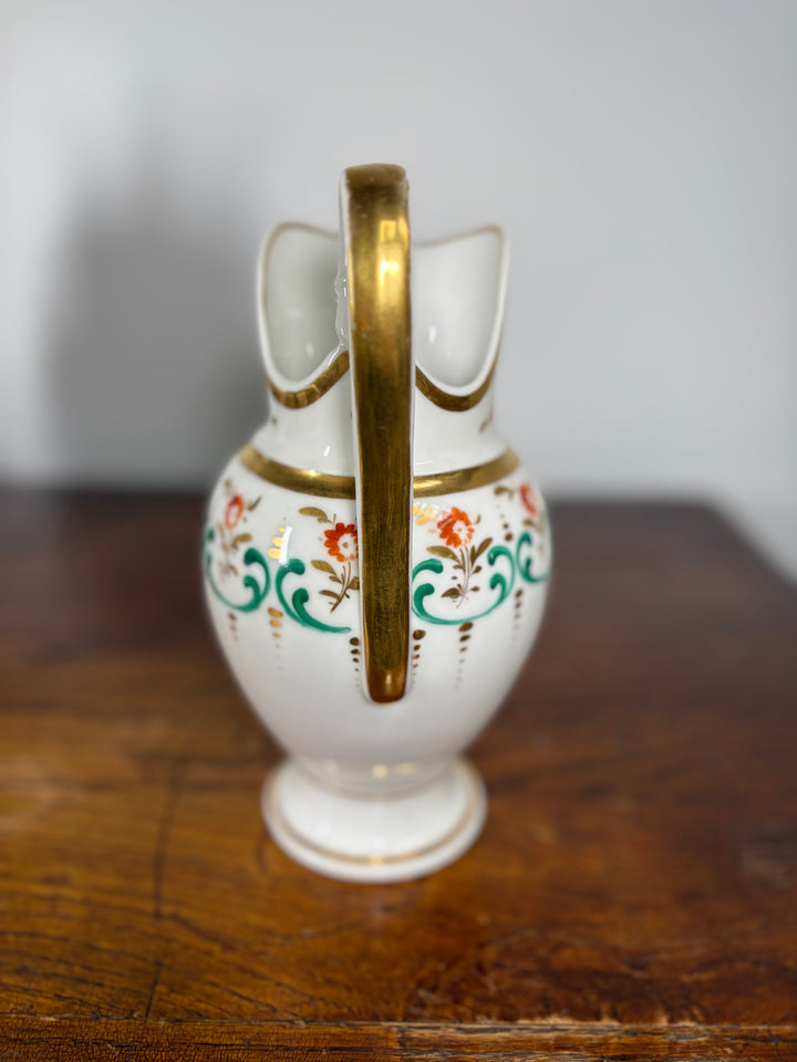 Antique Porcelain Tea/Coffee Service Set with Green Scrollwork & Gilt Decoration