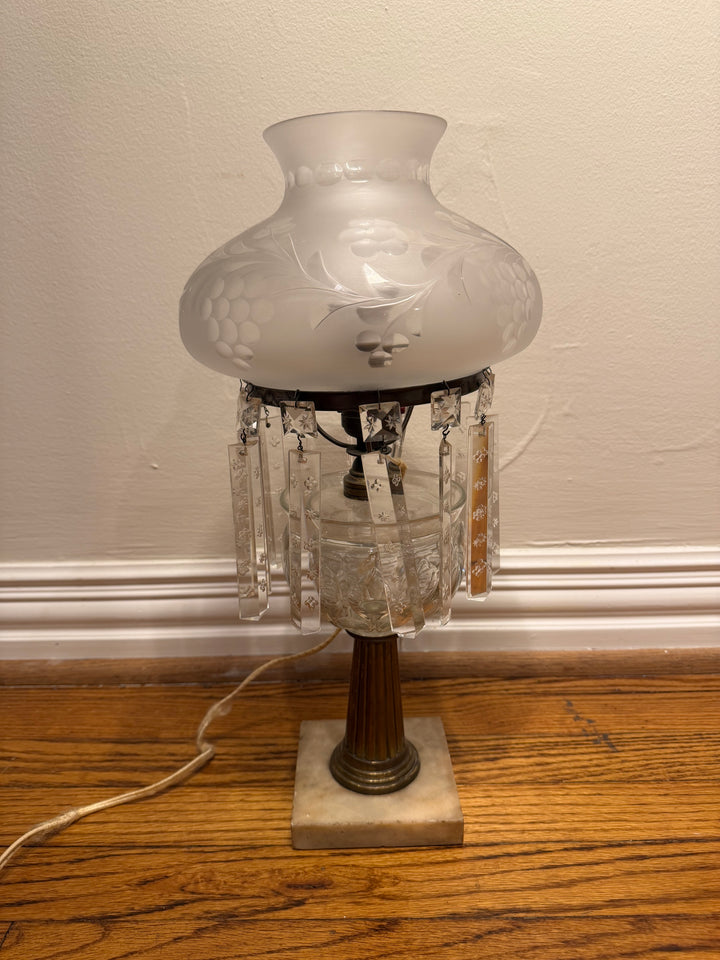 Astral Lamp with Bronze Column Base on White Marble Platform