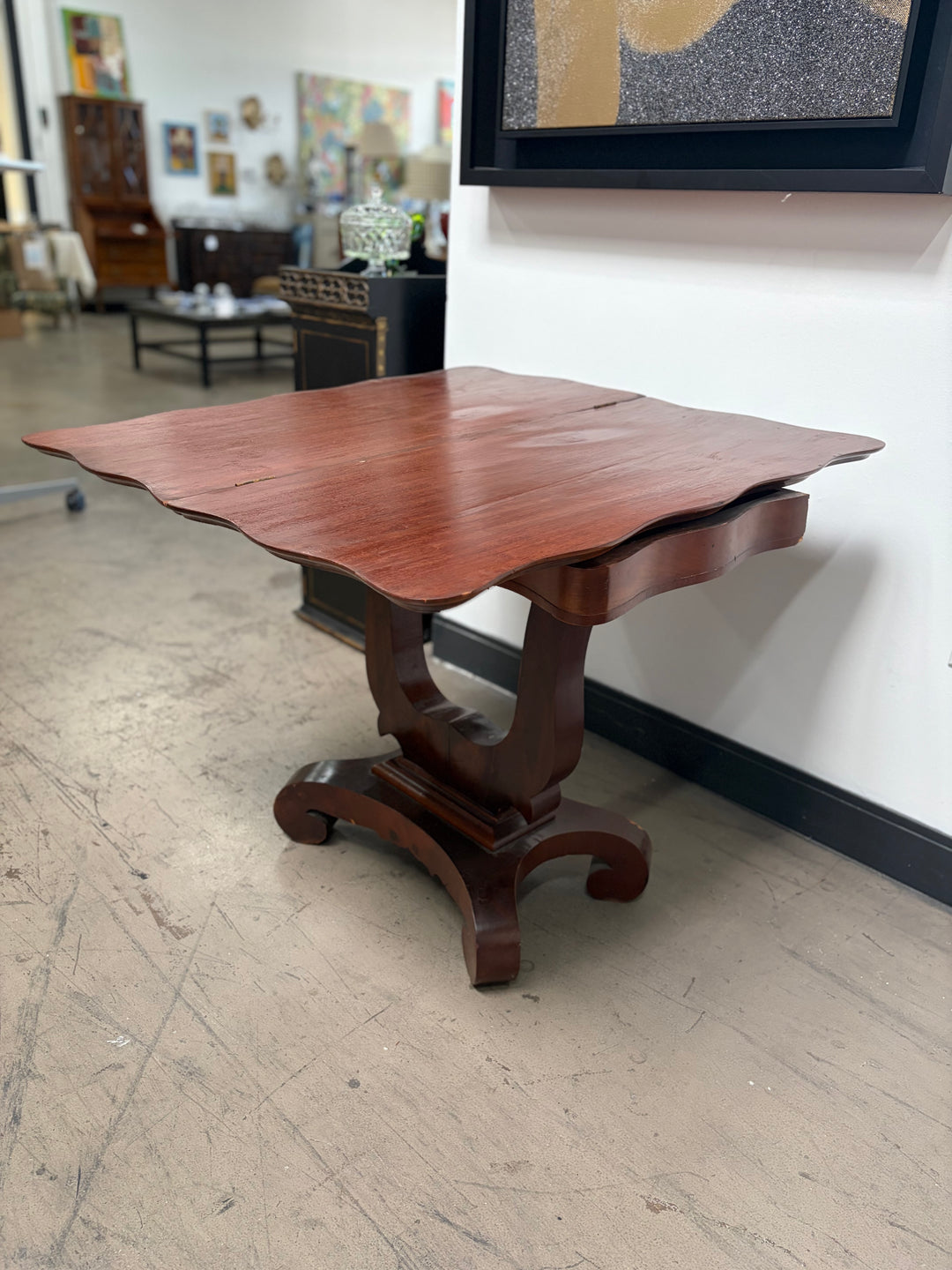 Mahogany Empire-Style Lyre-Base Center Table