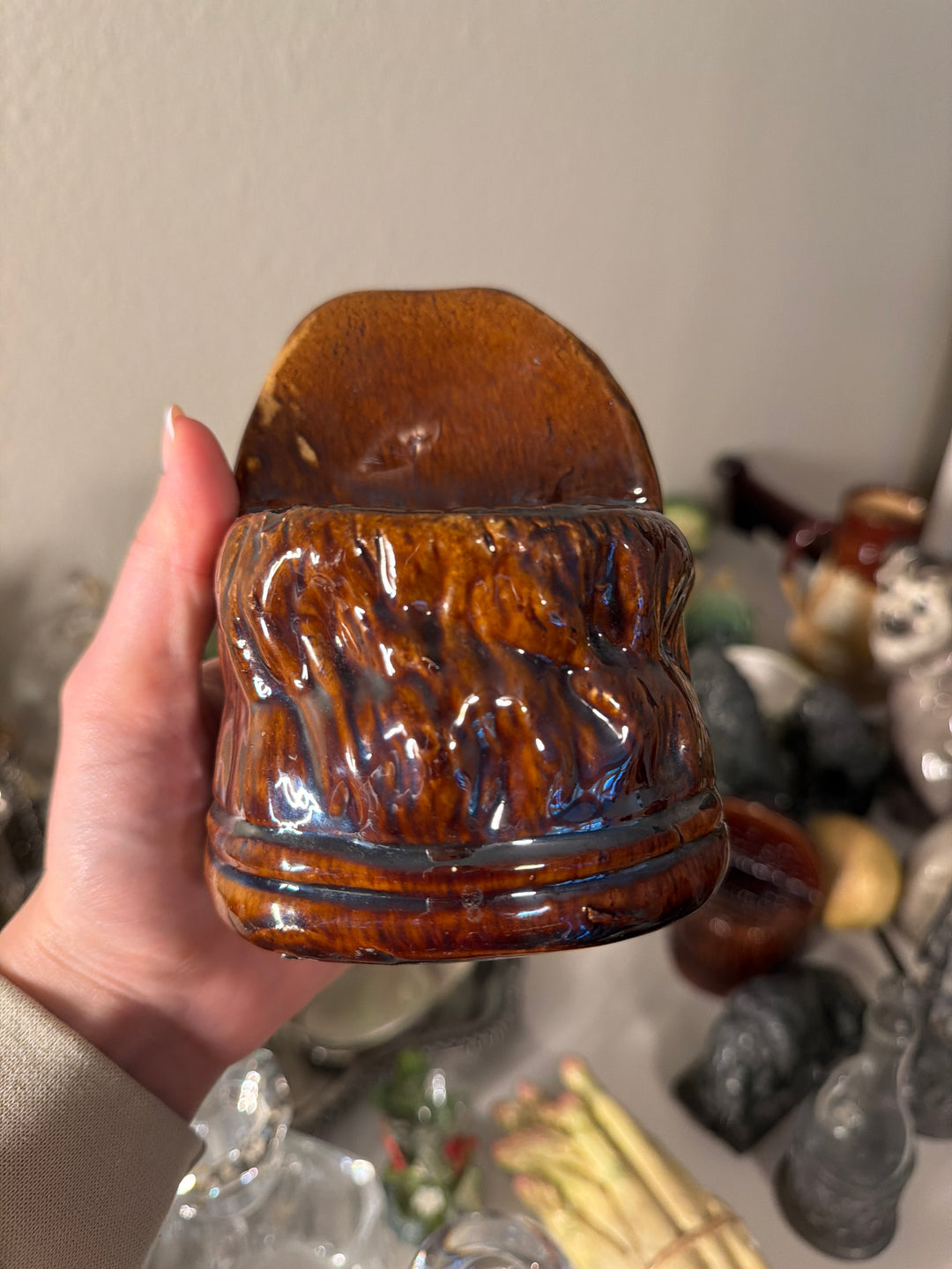 English Victorian Treacle Glaze Stoneware Rests