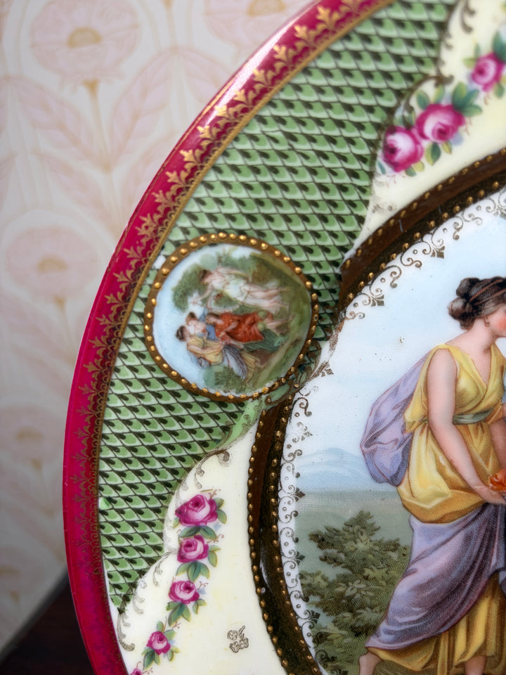 Pair of Vienna-Style Porcelain Cabinet Plates with Classical Figural Scenes