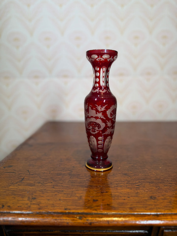 Bohemian Ruby Red Vase