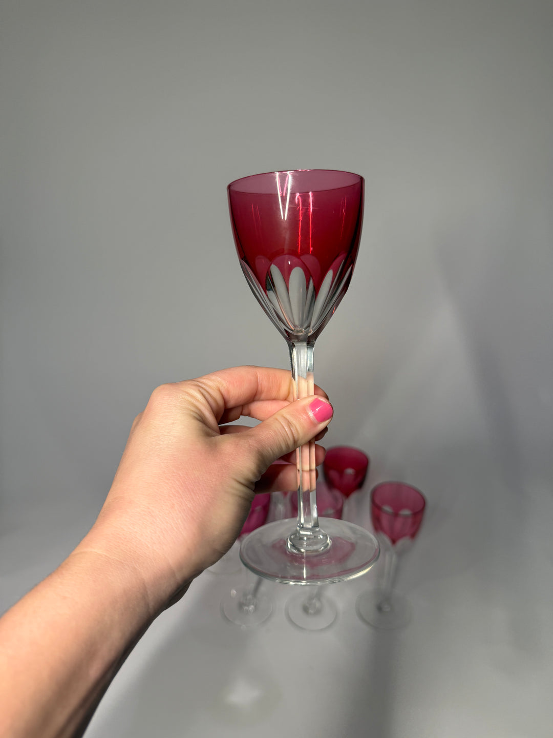 8 Baccarat Harcourt Genova Ruby Crystal Glasses