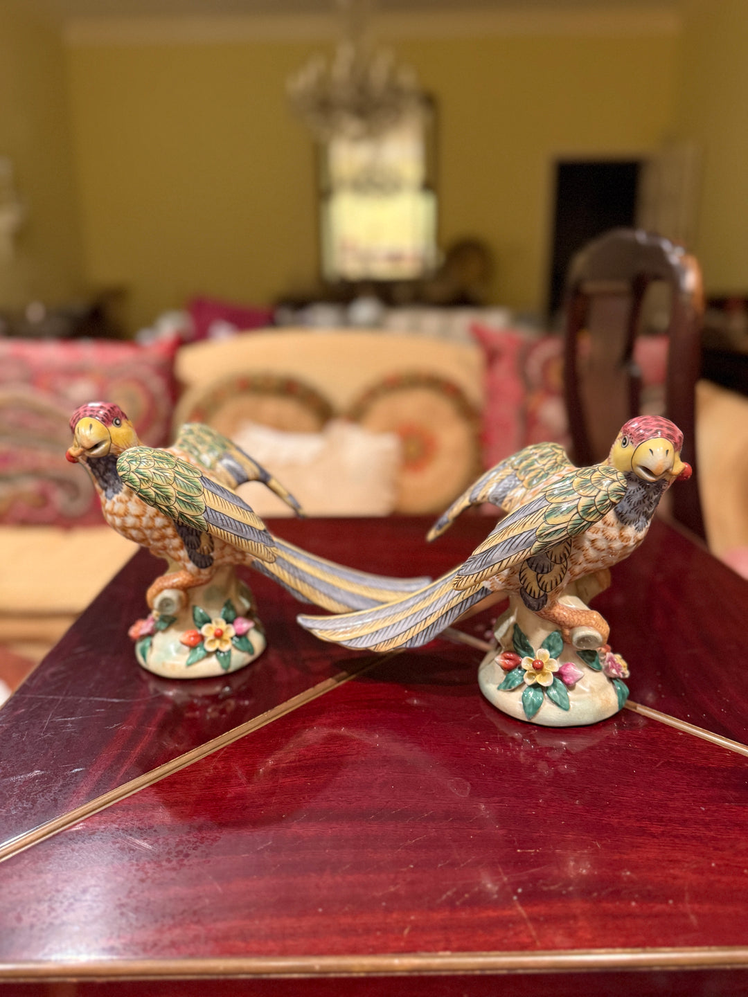 Majolica Parrot Figurines
