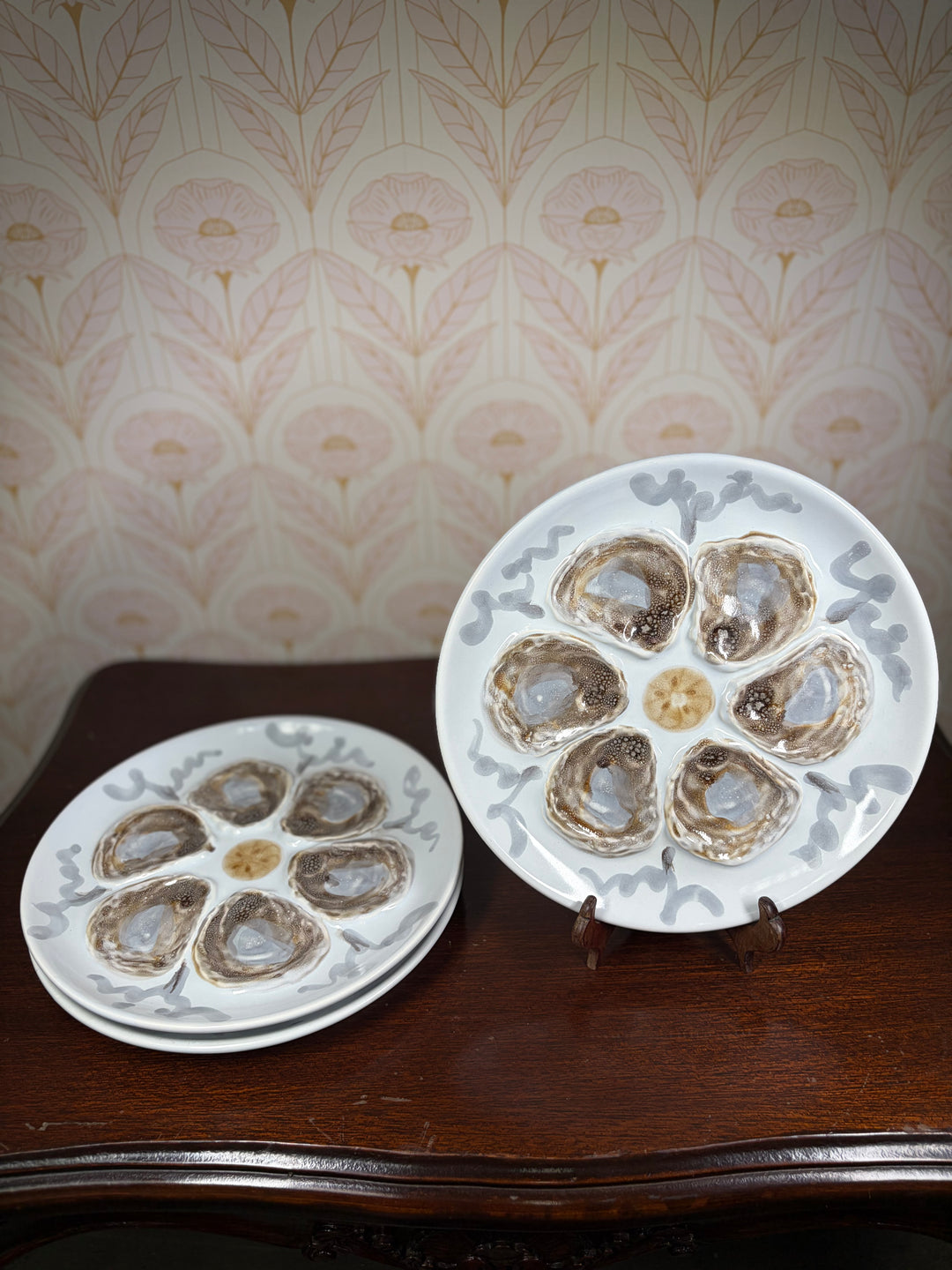 Set of Three Porcelain Oyster Plates