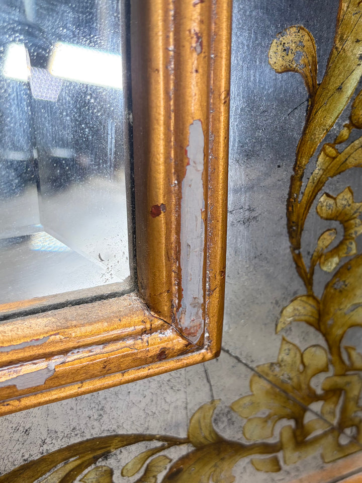 Large Gilt-Framed Wall Mirror with Carved Pediment