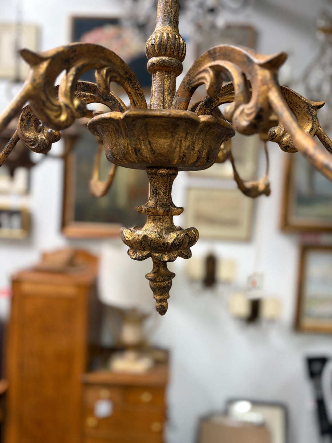 Aidan Gray Gold Gilt Five-Arm Candelabra Chandelier