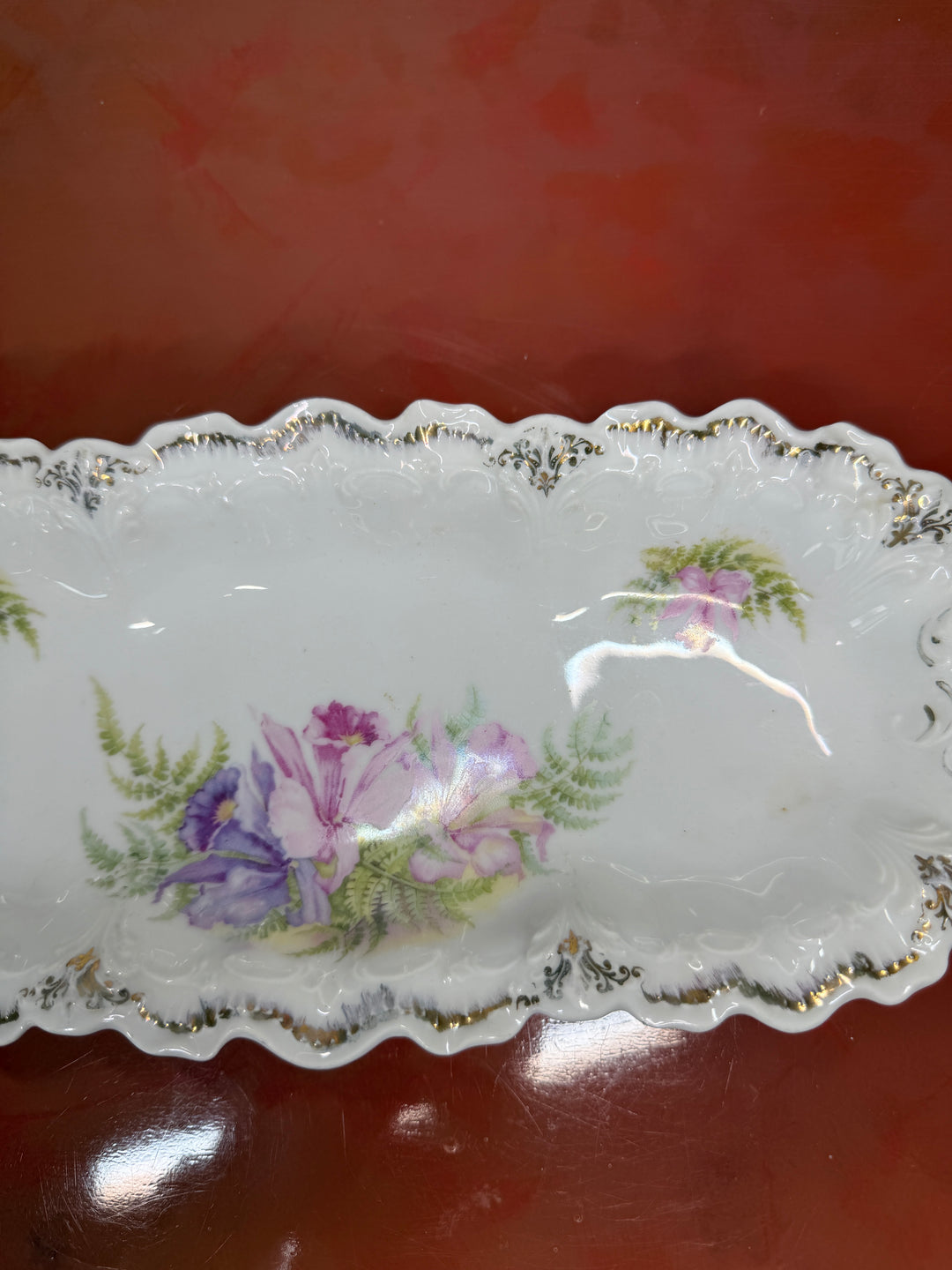Antique Porcelain Floral Tray
