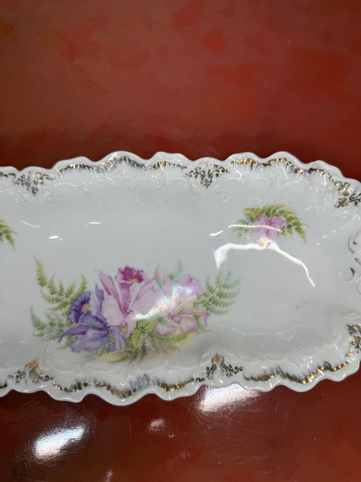 Antique Porcelain Floral Tray