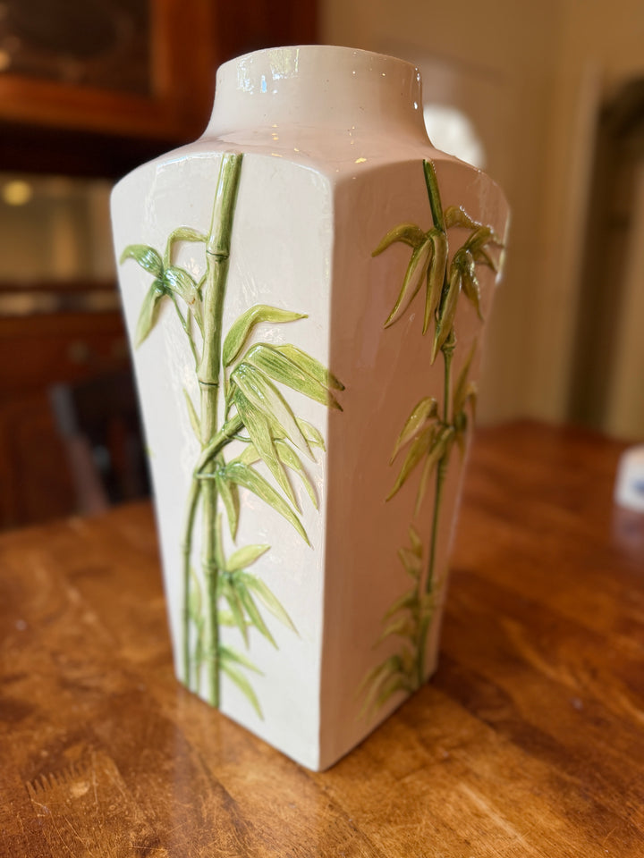 Mid-Century Majolica Bamboo Vase