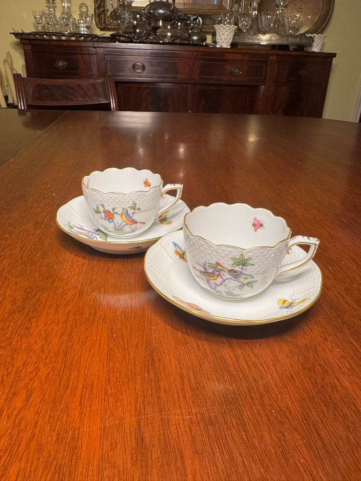 2 Herend Tea Cups and Saucers (#711)
