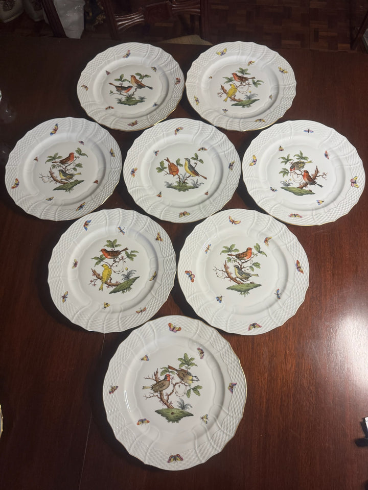 8 Herend Rothschild Dinner Plates (#1527)
