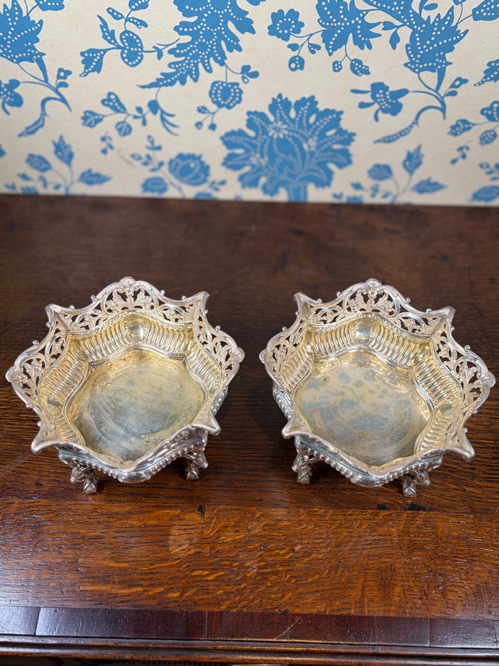 Pair of Antique Silver Plated Footed Bowls