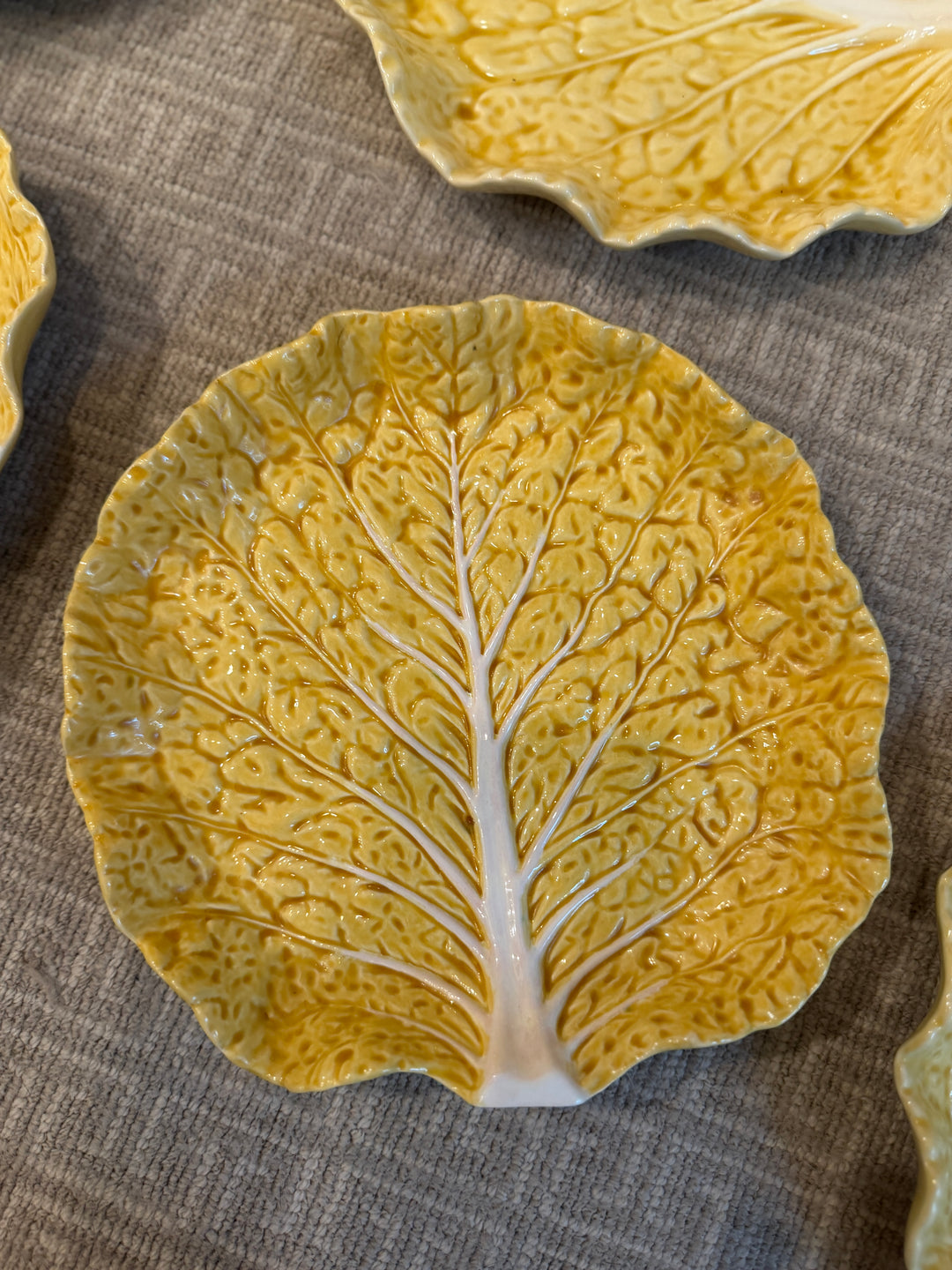 Vintage Bordallo Pinheiro Yellow Cabbage Salad Plates (Set of 10)