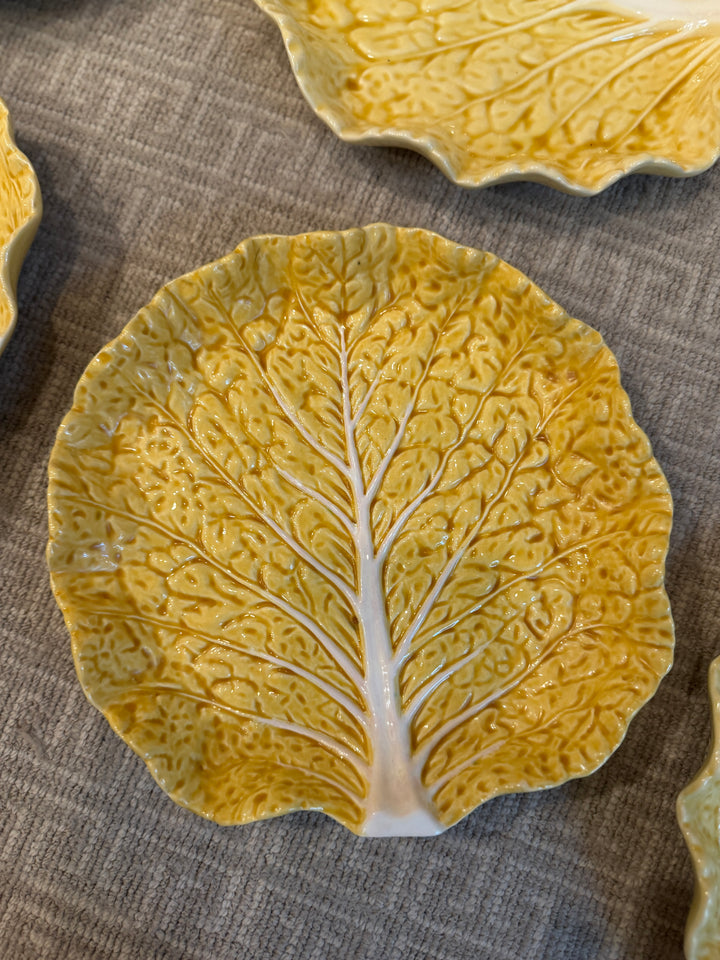 Vintage Bordallo Pinheiro Yellow Cabbage Salad Plates (Set of 10)