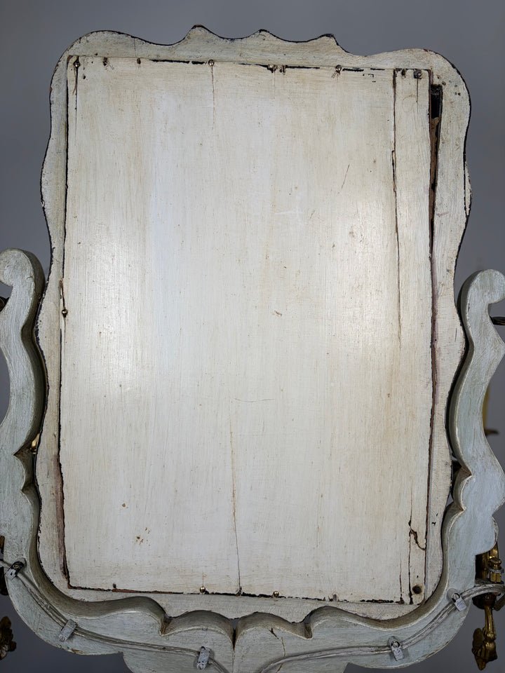 Baroque-Style Vanity Mirror with Candelabra Arms and Jewelry Box Base