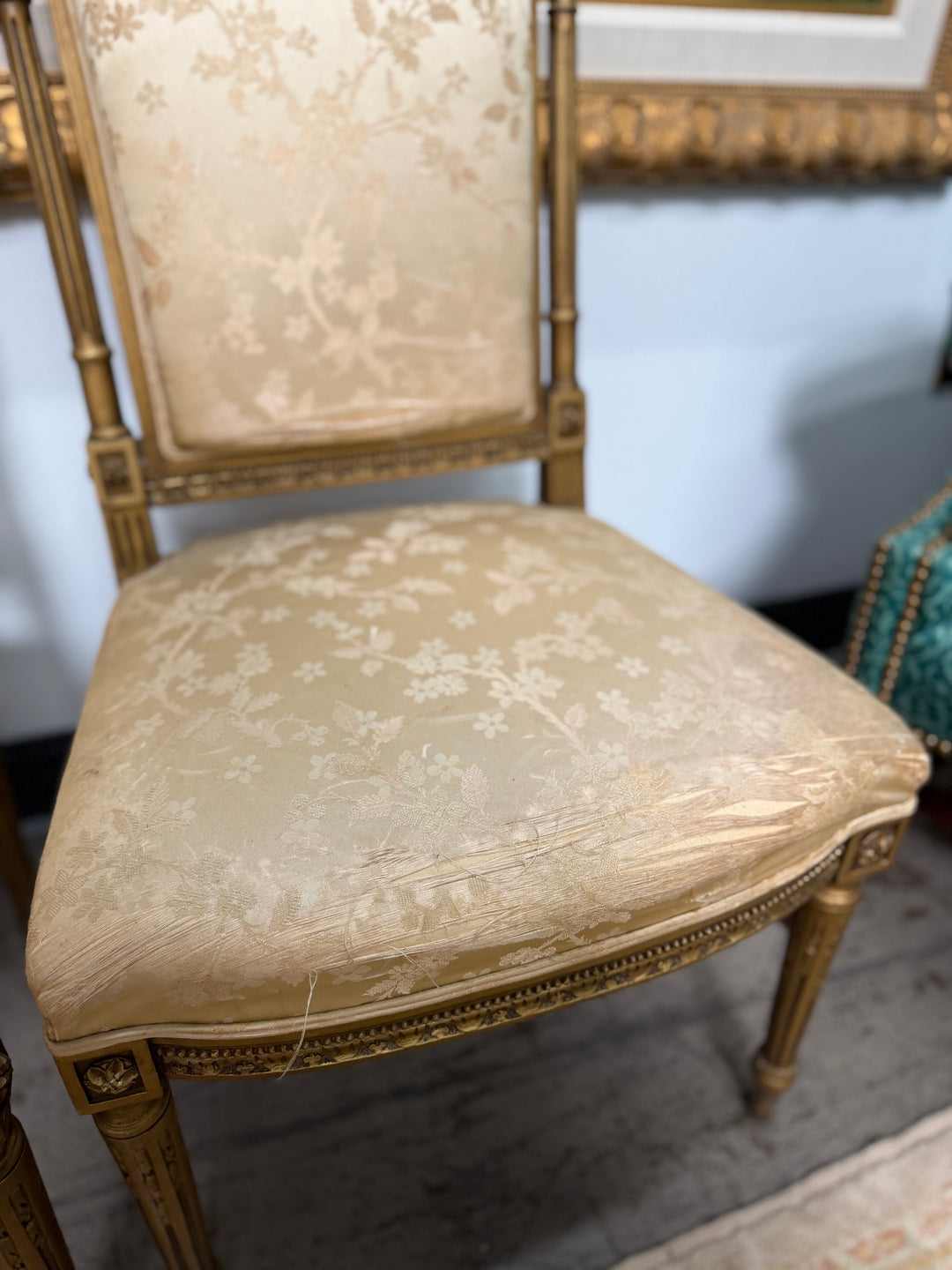 Antique French 19th Century Louis XVI Style Gilt Wood Chair (Set of 2)