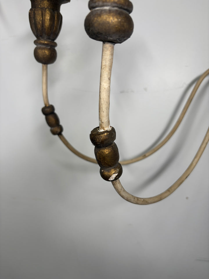 Pair of 5-Arm Wall Sconces – White Wash Distressed Finish