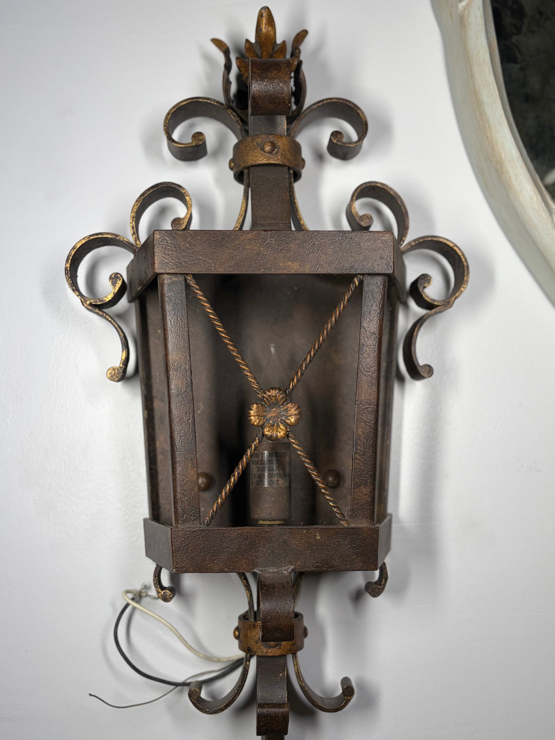 Pair of Tall Wrought Iron Floor Torchère Lanterns