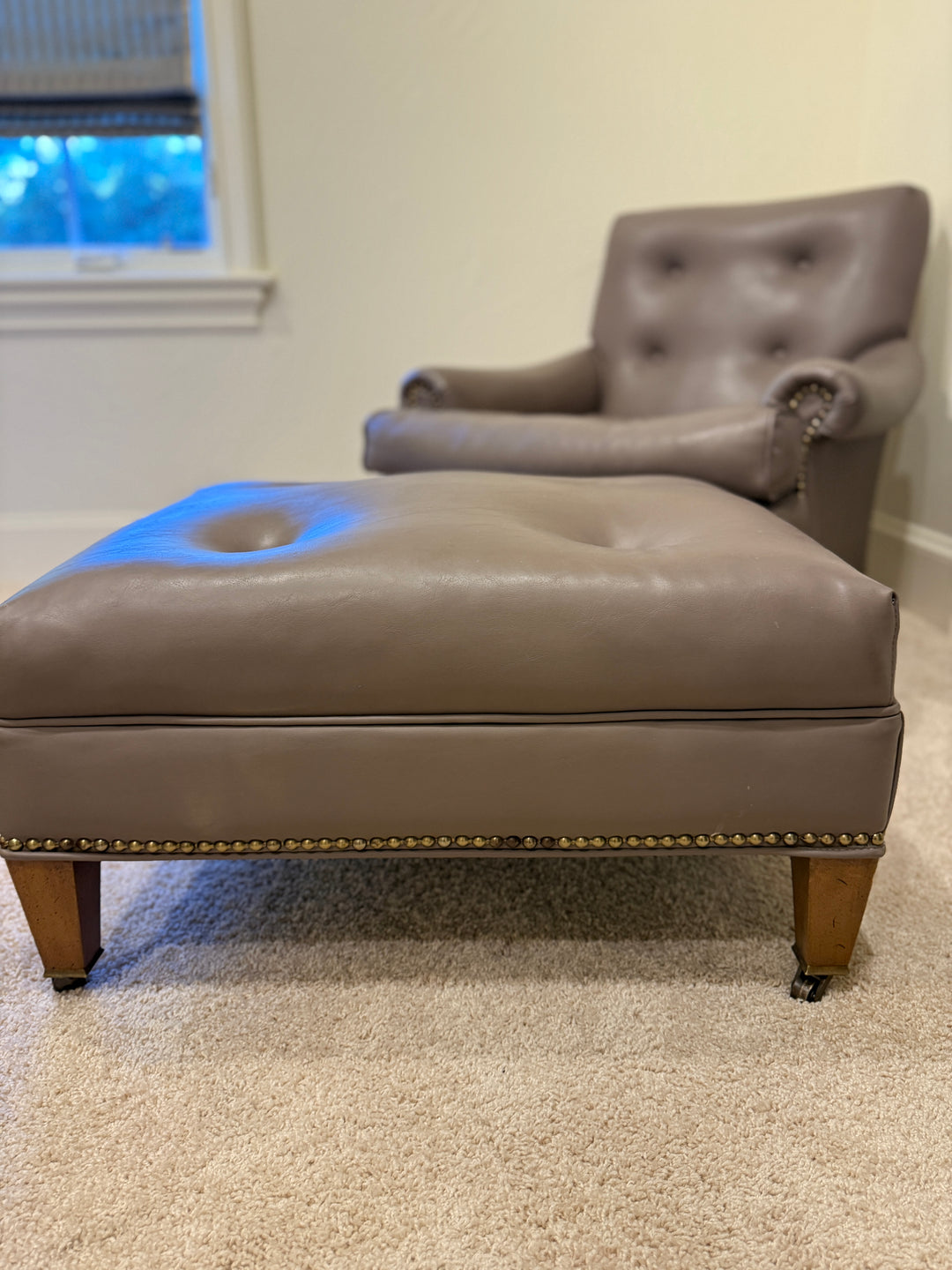 Leather Chair and Ottoman