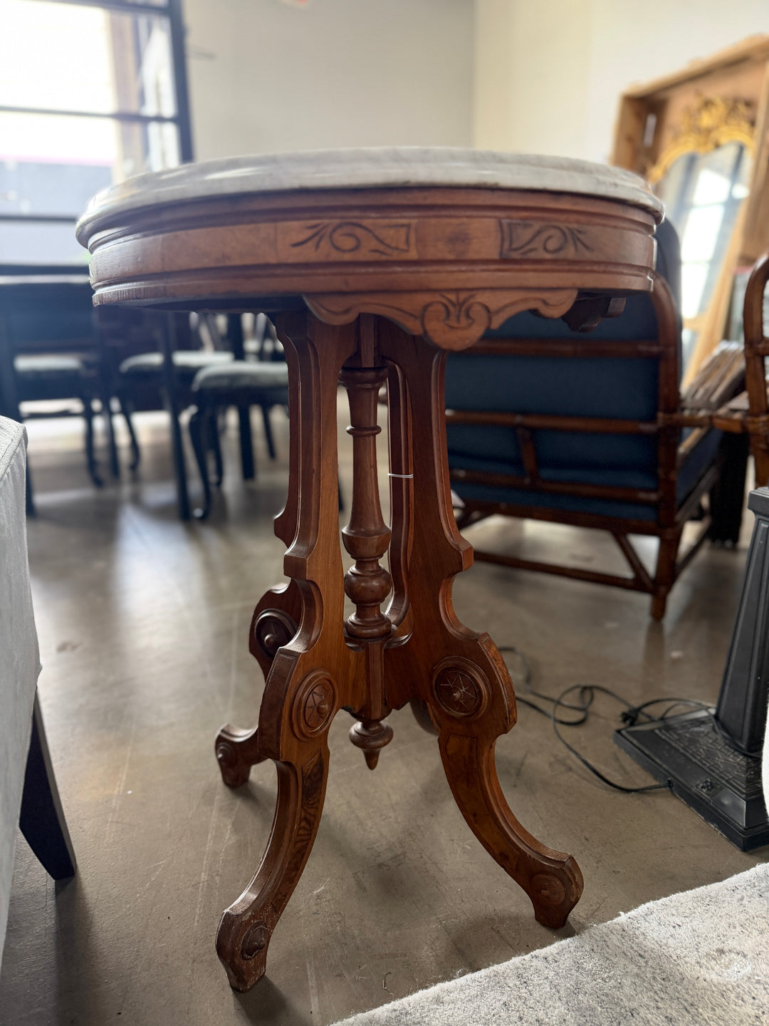 Antique Marble Top Side Table