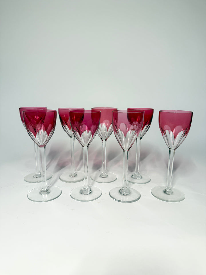 8 Baccarat Harcourt Genova Ruby Crystal Glasses