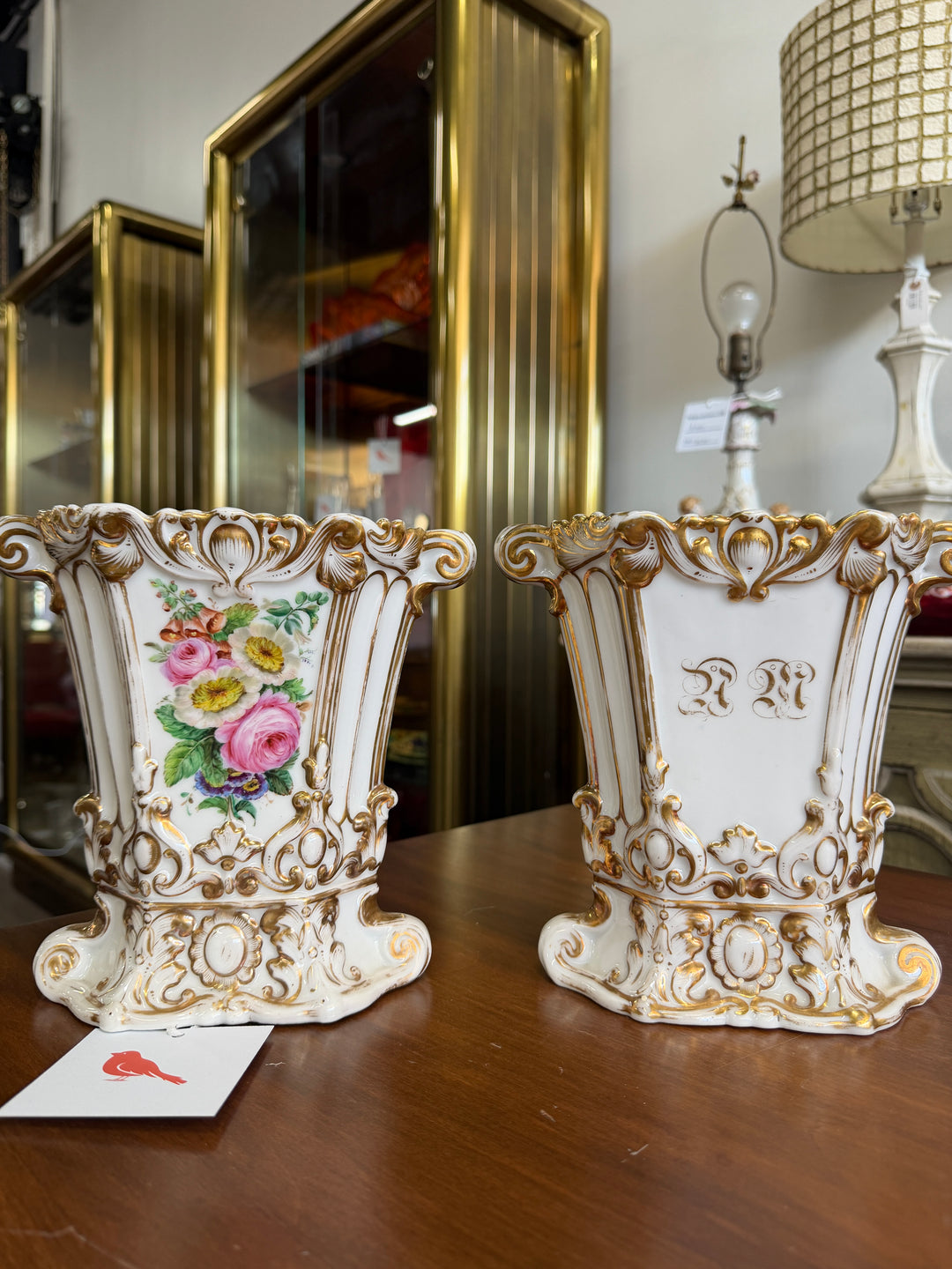 Set of 2 Antique French Porcelain Vases