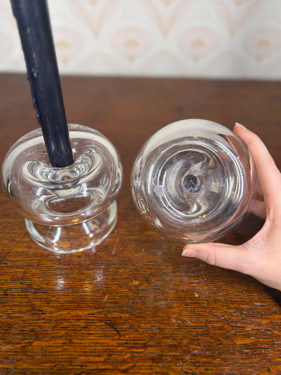 Unmarked Crystal Candlestick Holders