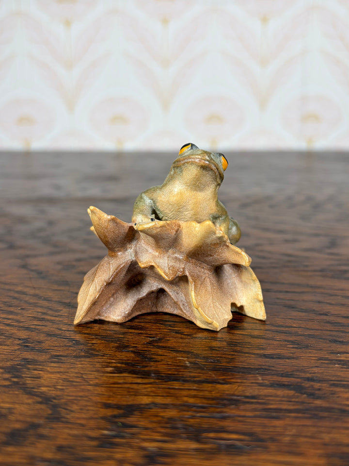 Hand Carved Wooden Frog