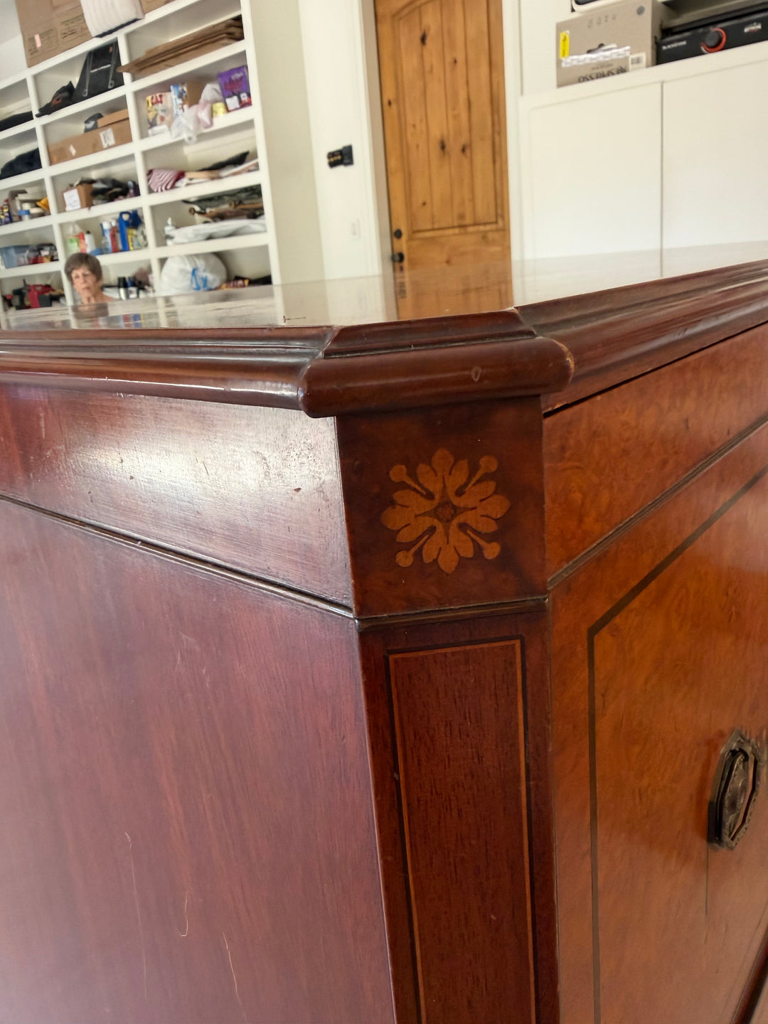 19th Century Hand-Painted Satin Wood Secretary Desk and Dresser