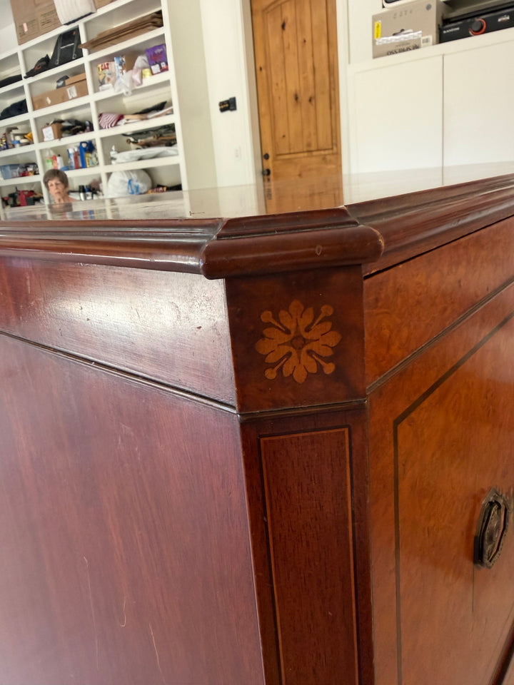 19th Century Hand-Painted Satin Wood Secretary Desk and Dresser