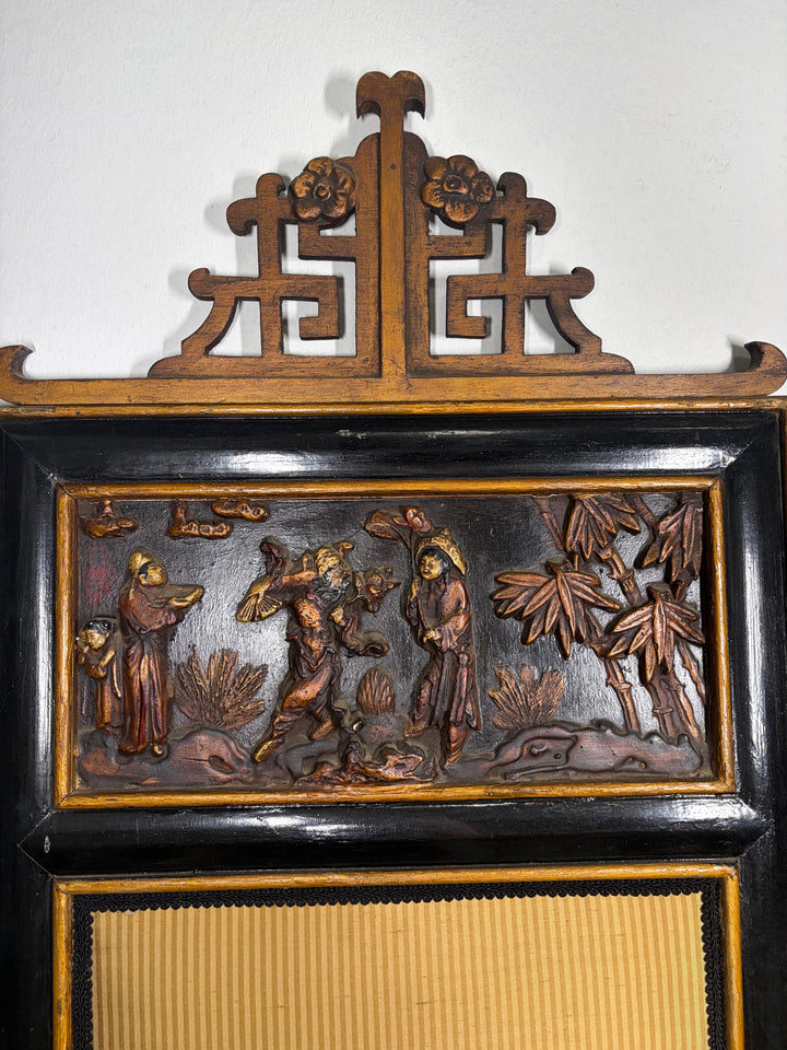 Pair of Chinese Chinoiserie Carved Wood Wall Panels