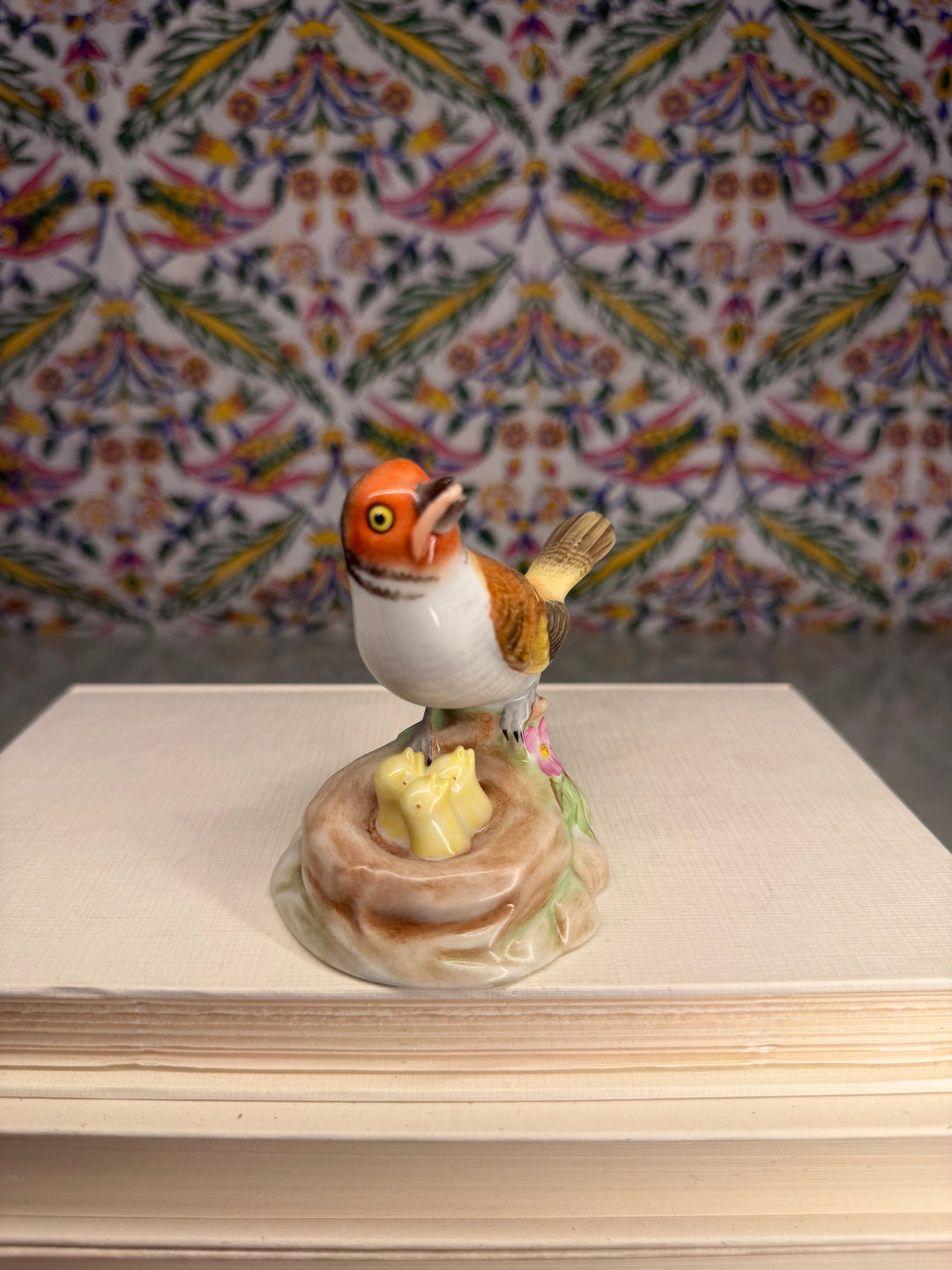 Herend Porcelain Bird Figurine with Nest and Chicks