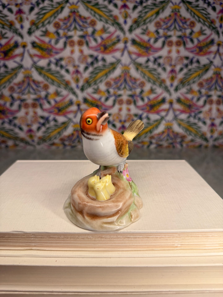 Herend Porcelain Bird Figurine with Nest and Chicks