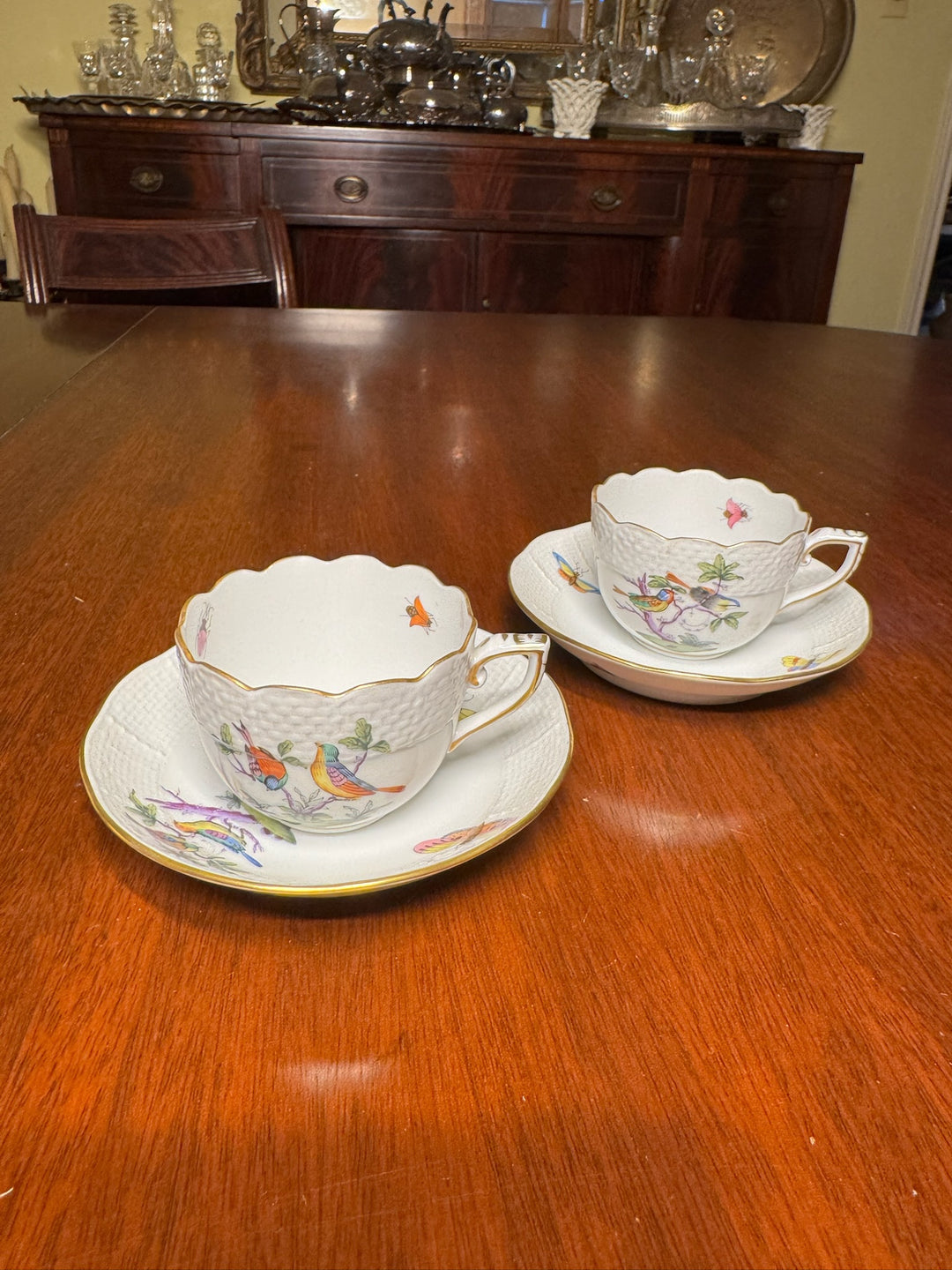 2 Herend Tea Cups and Saucers (#711)