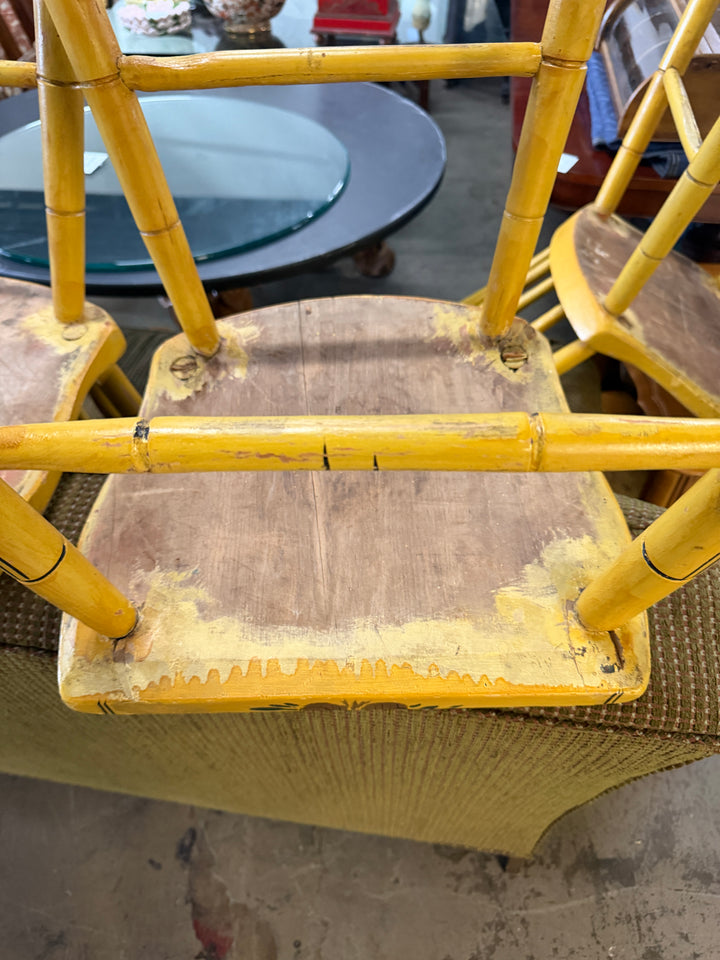 Set of 4 Vintage Wooden Hand Painted Chairs