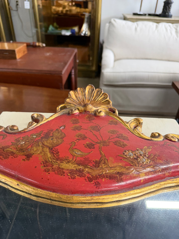 20th Century Hand Carved Gilt and Red Painted Mirror
