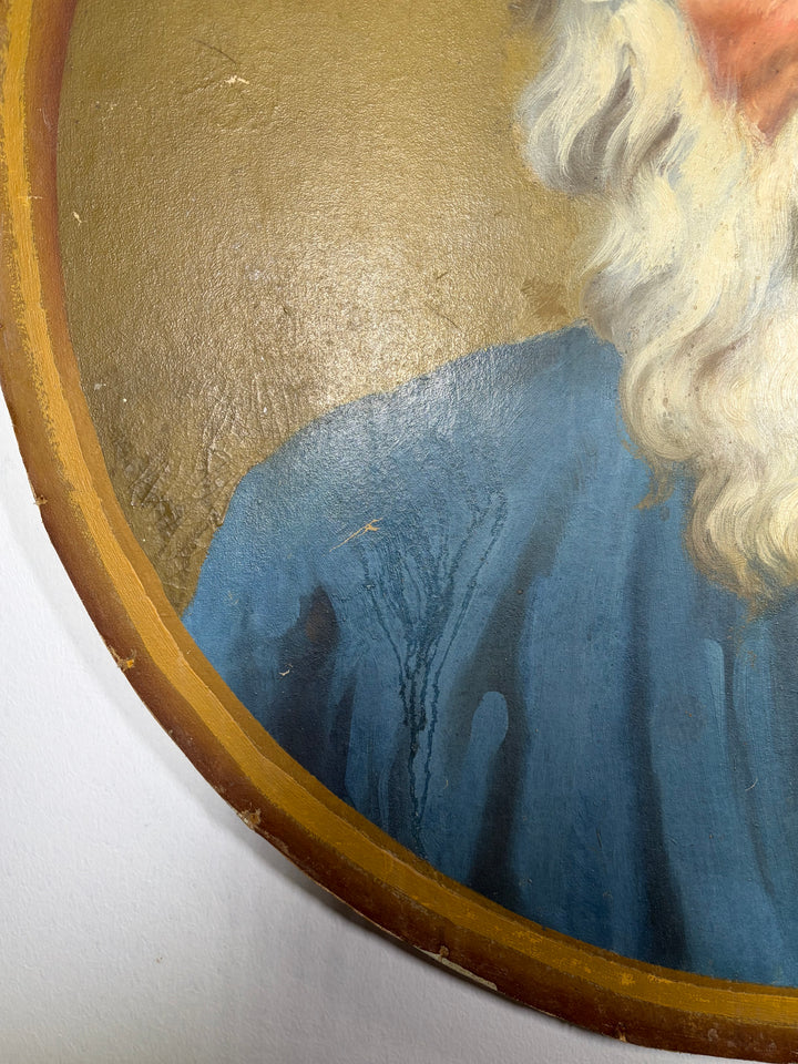 Round Tondo Oil Portrait of a Bearded Elder