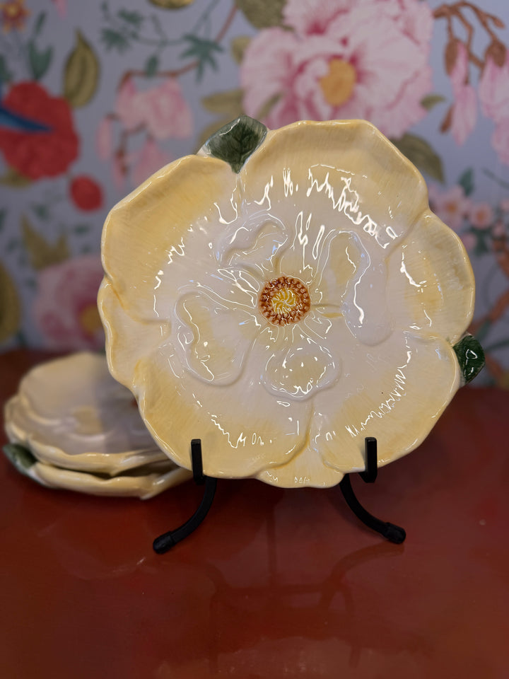 Set of 3 Ceramic Yellow Flower Plates